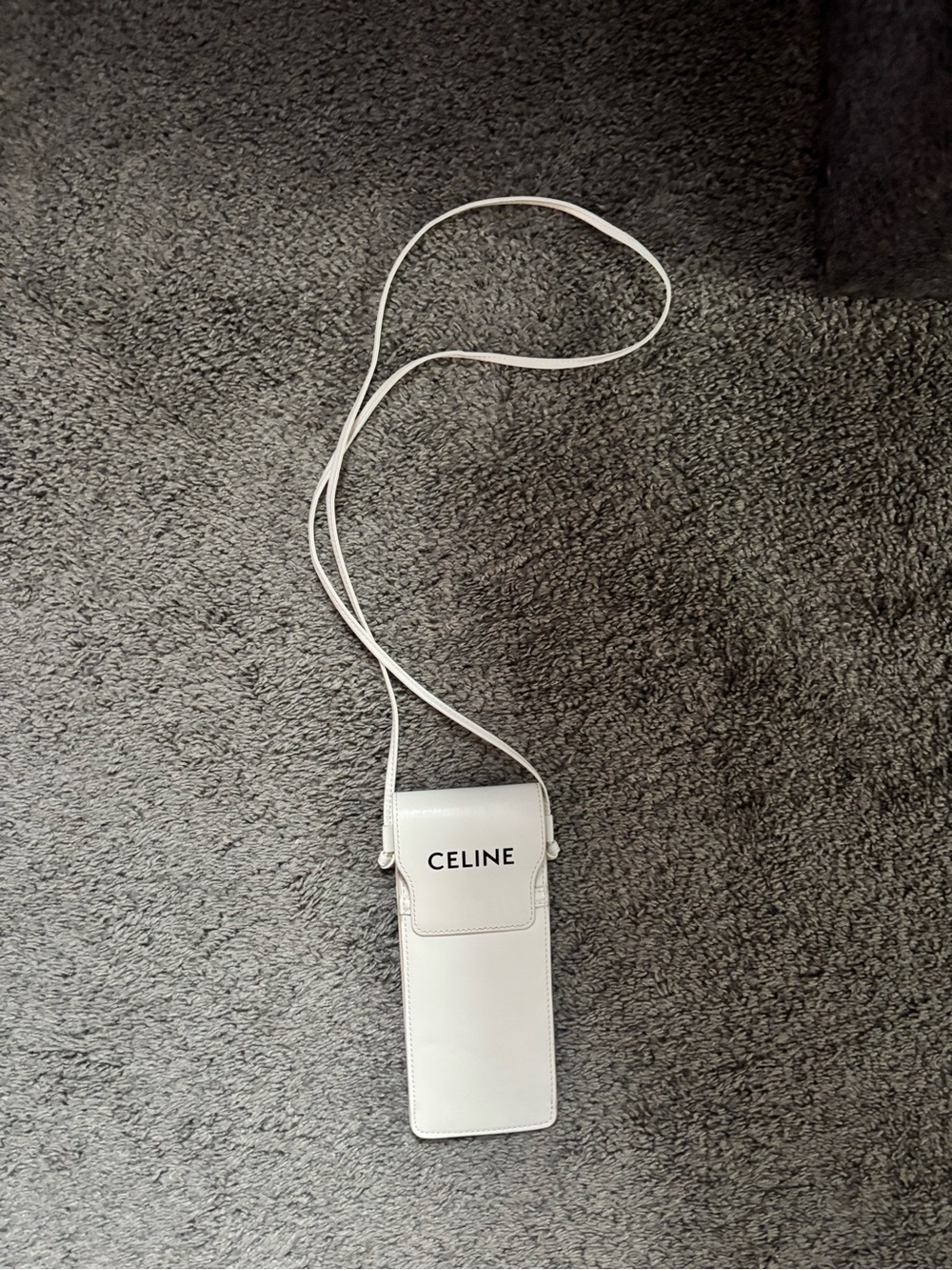 CELINE White Leather sunglass Crossbody Case